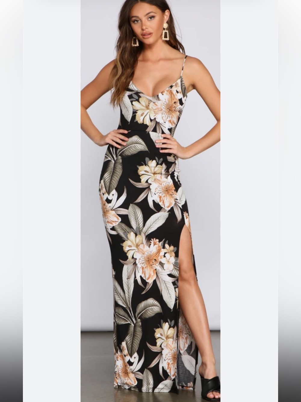 Windsor Island Glam Floral Halter Dress, Size S